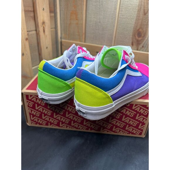 Vans Old Skool Mens Shoes 10 Neon Color Block Canvas & Suede Sneakers - Picture 6 of 11